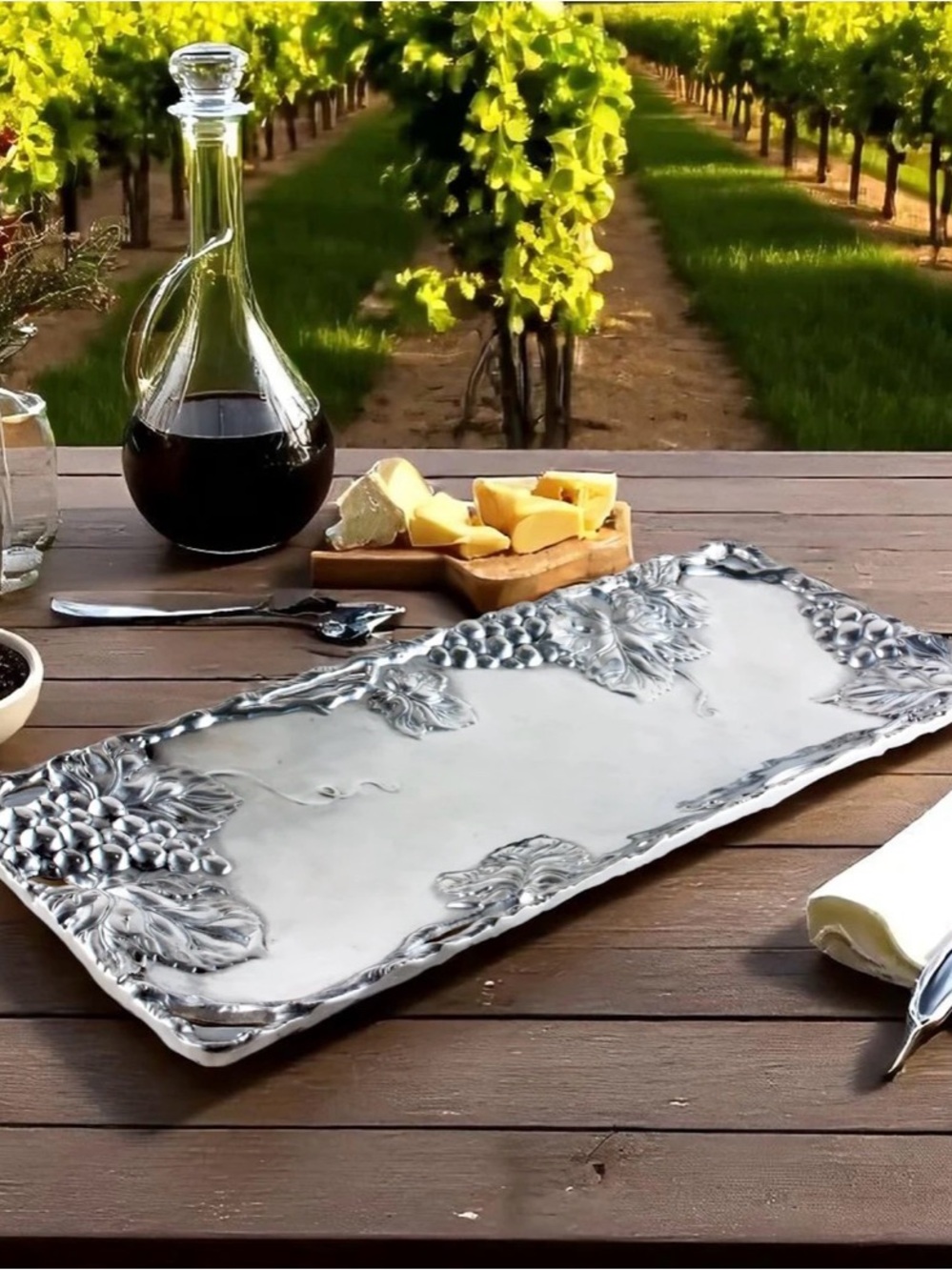Arthur Court Silver Grape Vine Serving Tray 8” x 19”